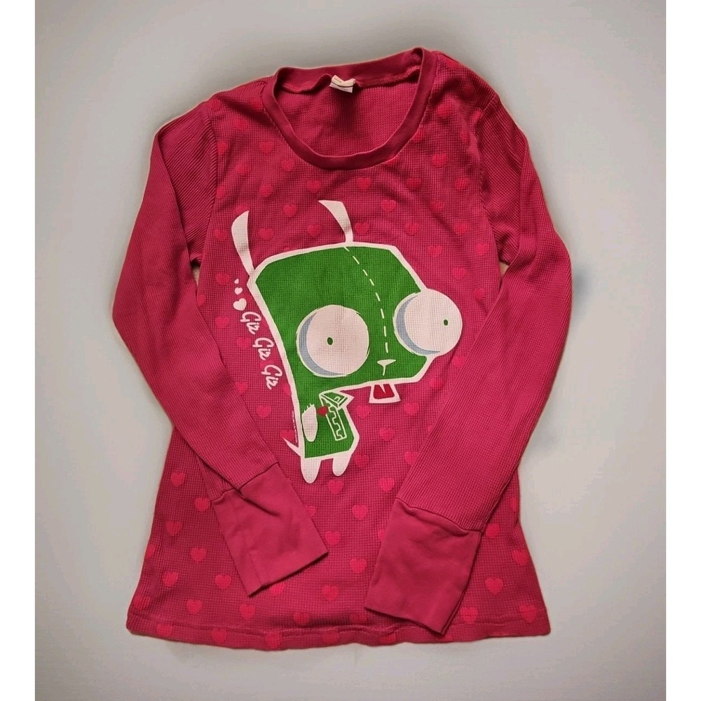 Mighty Fine VTG Y2K EMO Invader Zim Gir Waffle Knit Thermal Shirt X-Large